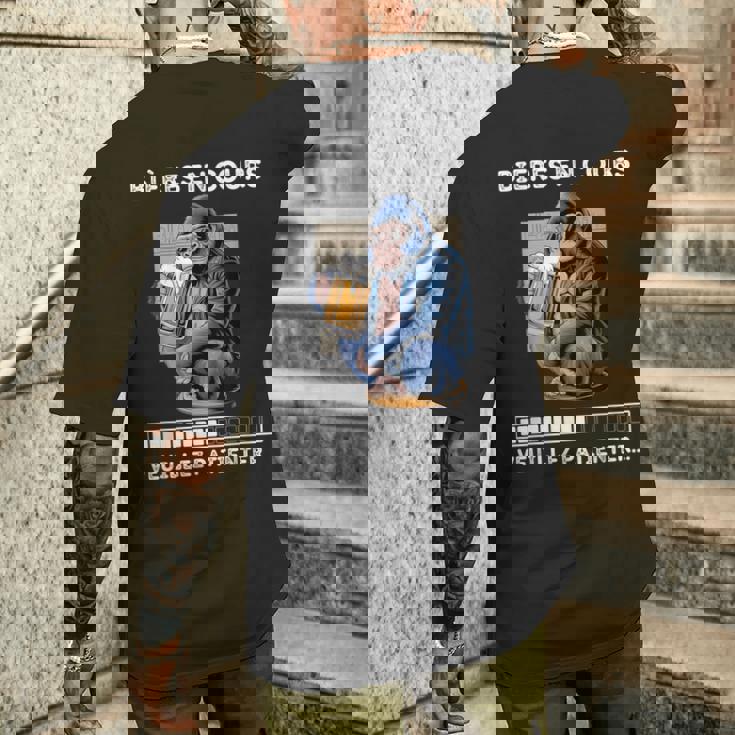 男性用ビール食前酒、ユーモア、男性、ゴリラへのギフトに。 メンズTシャツ バックプリント 彼への贈り物