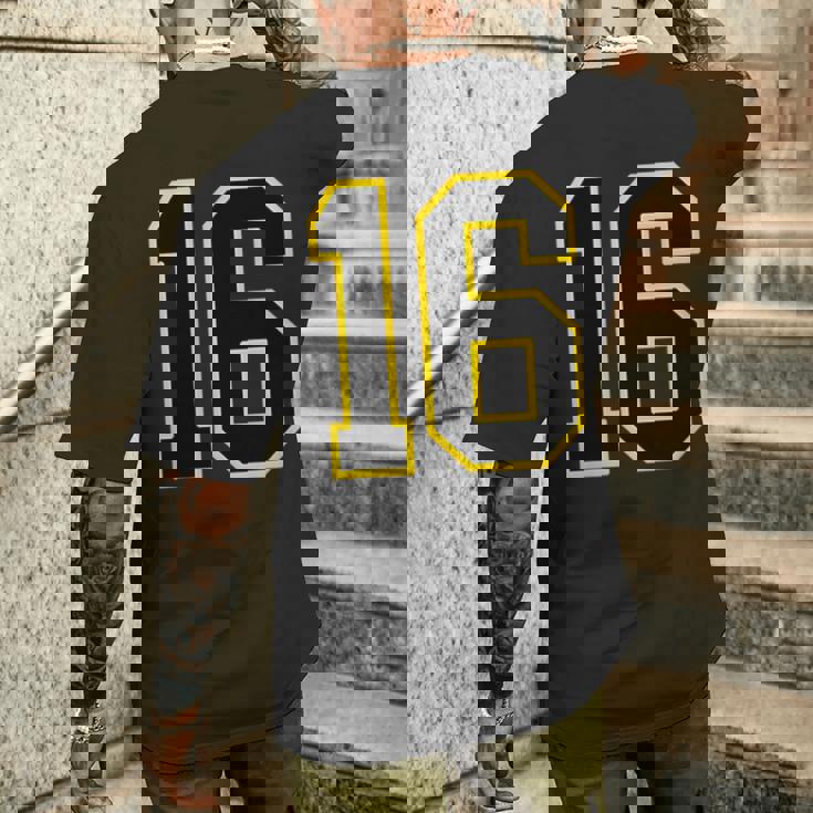 番号 16インチ ブラック メンズTシャツ バックプリント 彼への贈り物