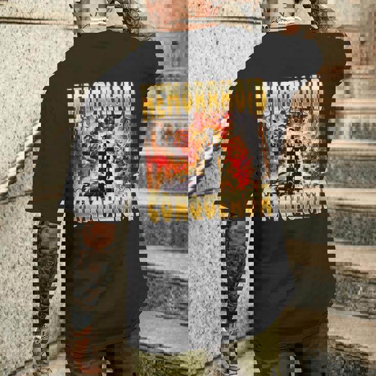 痔 征服者 ジョーク 攻勢 奇妙 面白い ミーム クリンジ メンズTシャツ バックプリント 彼への贈り物