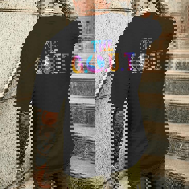 痛風戦士 炎症性関節炎啓発 ポダグラ痛風 メンズTシャツ バックプリント 彼への贈り物