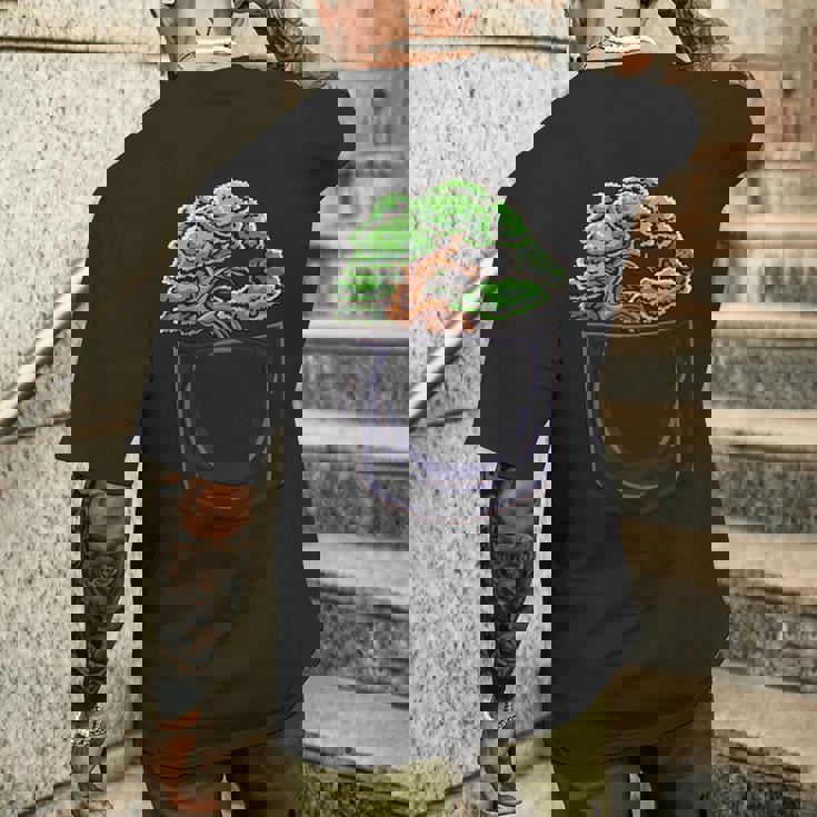 盆栽 木 膨らみポケット 面白いデザイン 盆栽 メンズTシャツ バックプリント 彼への贈り物