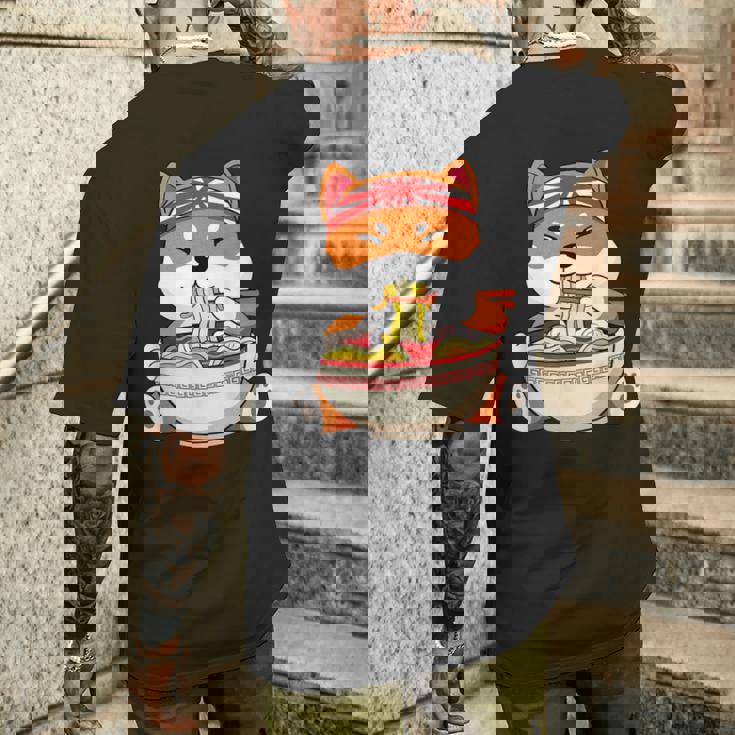 秋田芝犬ラーメンそばうどん丼アニメ漫画 メンズTシャツ バックプリント 彼への贈り物