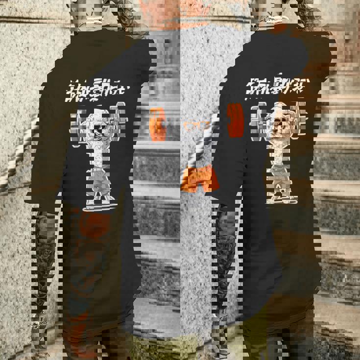 筋肉は裏切らない トイプードル グッズ 犬 おもしろ 面白い ネタ 筋トレ メンズTシャツ バックプリント 彼への贈り物