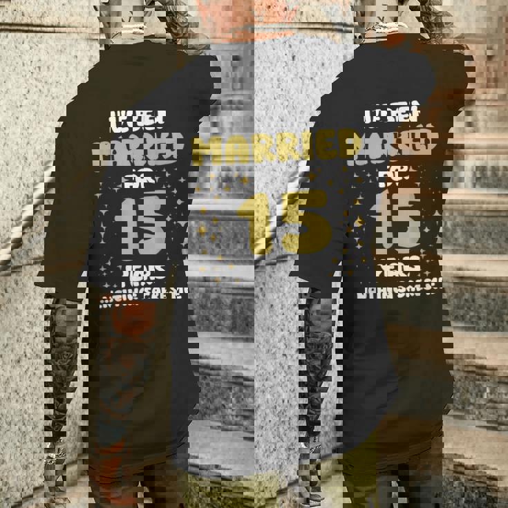 結婚15年 15周年 夫 妻 記念日 メンズTシャツ バックプリント 彼への贈り物