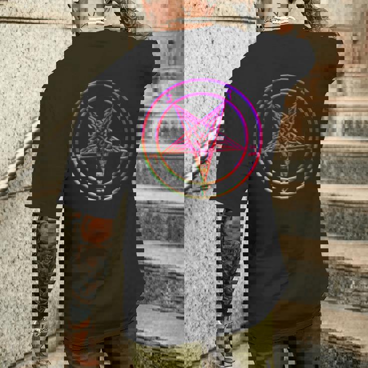 美しいvaporwave サタニックペンタグラム レトログリッチ効果 メンズTシャツ バックプリント 彼への贈り物