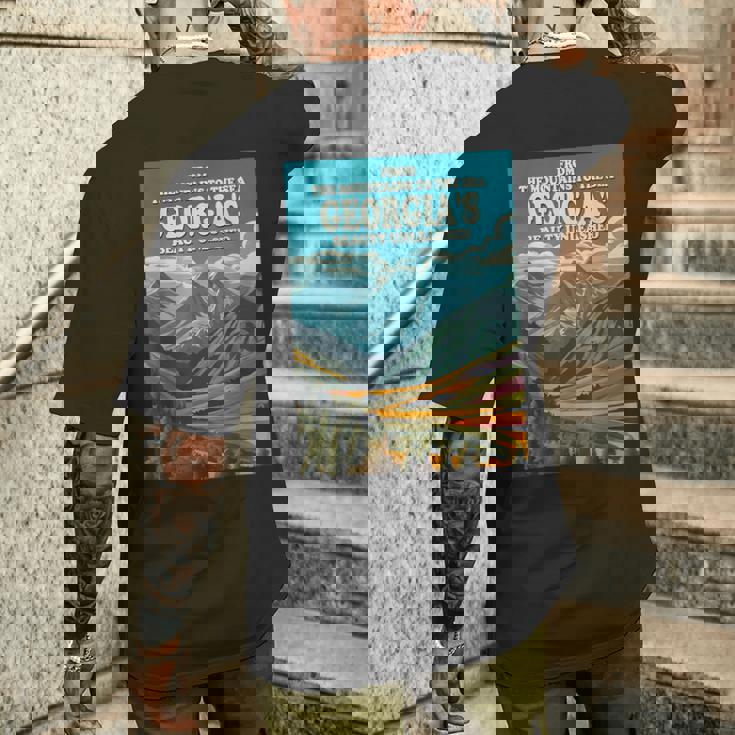 美しいジョージア共和国、グルジア共和国 メンズTシャツ バックプリント 彼への贈り物