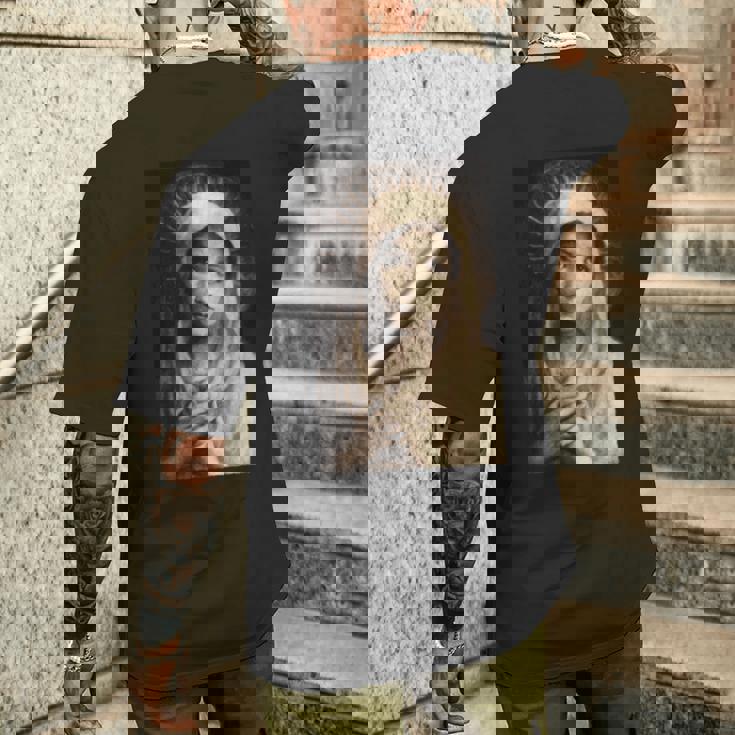 聖母マリア マリア カトリック絵画 長袖tシャツ メンズTシャツ バックプリント 彼への贈り物