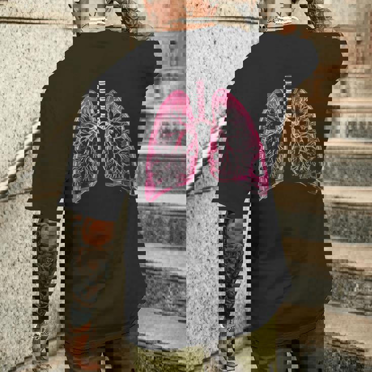 肺の解剖学的2d 医師と呼吸ファン向け メンズTシャツ バックプリント 彼への贈り物