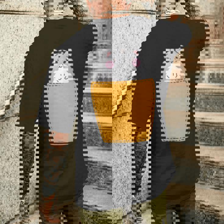 胸ポケットにハムスター 長袖tシャツ メンズTシャツ バックプリント 彼への贈り物