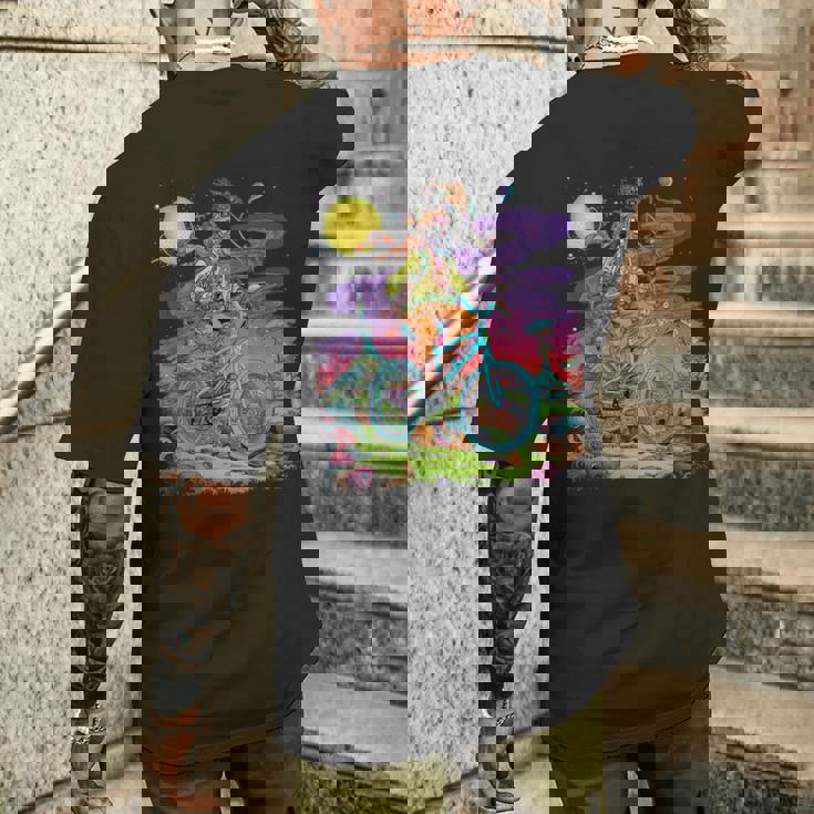 自転車デイホフマントリップ サイケデリックコミックスタイル ヒッピー メンズTシャツ バックプリント 彼への贈り物