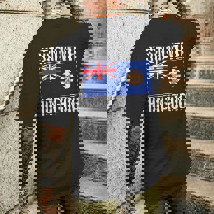 英国の香港国旗 1959-1997年 香港の自由 メンズTシャツ バックプリント 彼への贈り物