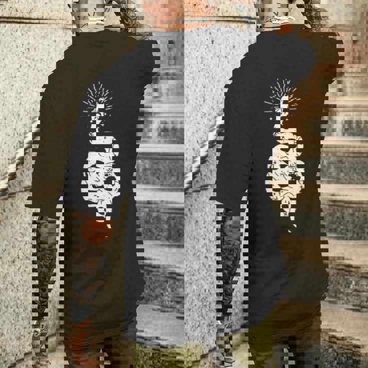 蛇 神秘主義 オカルティズム イルミナティ フリーメイソン 魔法erpent Mysticism Occultism メンズTシャツ バックプリント 彼への贈り物