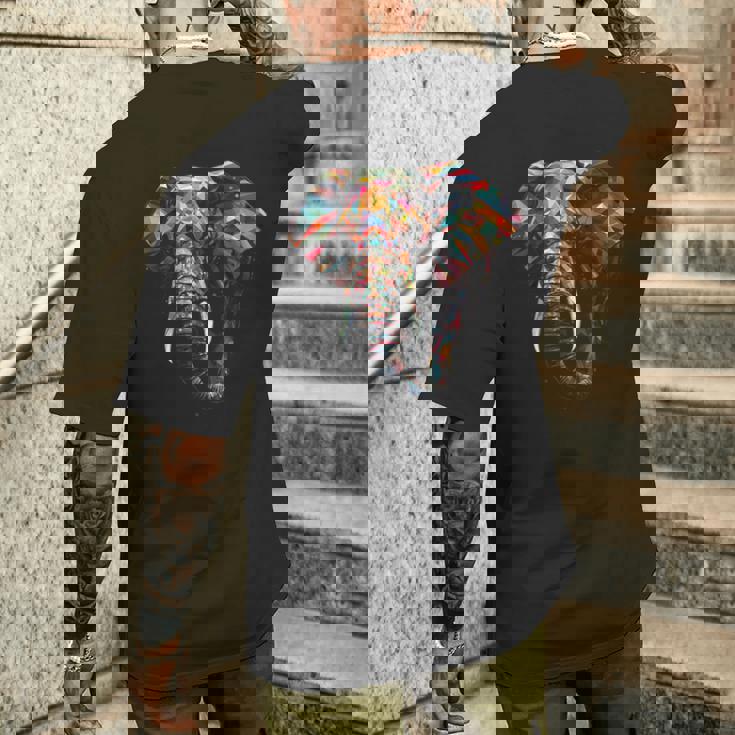 象 多角形 アートワーク メンズTシャツ バックプリント 彼への贈り物