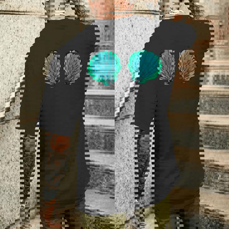 貝殻 マーメイド ブラジャー ビキニブラ 貝殻 メンズTシャツ バックプリント 彼への贈り物