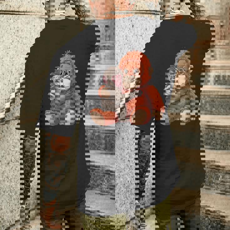 赤ちゃん用 マカク 抱きしめる ぬいぐるみ かわいい オランウータン モンキー パンチ ギフト 長袖tシャツ メンズTシャツ バックプリント 彼への贈り物