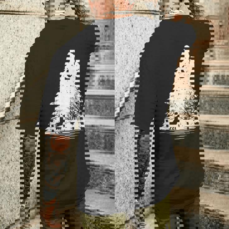 遠吠えするオオカミ 星空 オオカミモチーフ 男女兼用 メンズTシャツ バックプリント 彼への贈り物