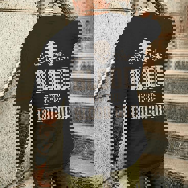 邪悪な頭蓋骨の血 血神 地獄の魔王 メンズTシャツ バックプリント 彼への贈り物