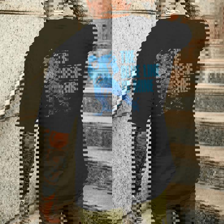 青い線は私のもの アイスホッケー メンズTシャツ バックプリント 彼への贈り物