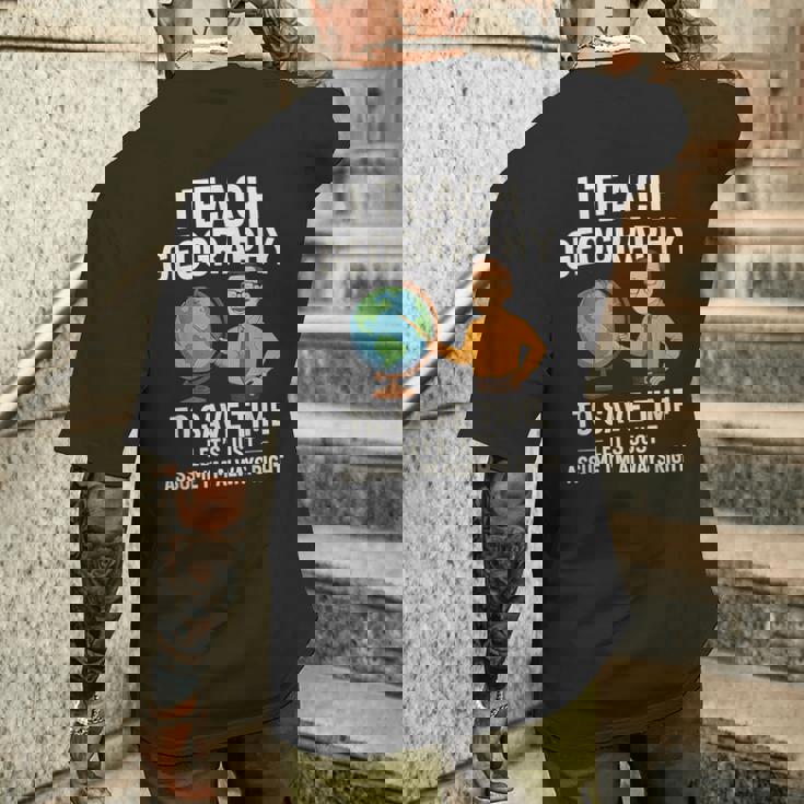 面白い 高校 男性 地理 先生 ティーンエイジャー ジョーク メンズTシャツ バックプリント 彼への贈り物