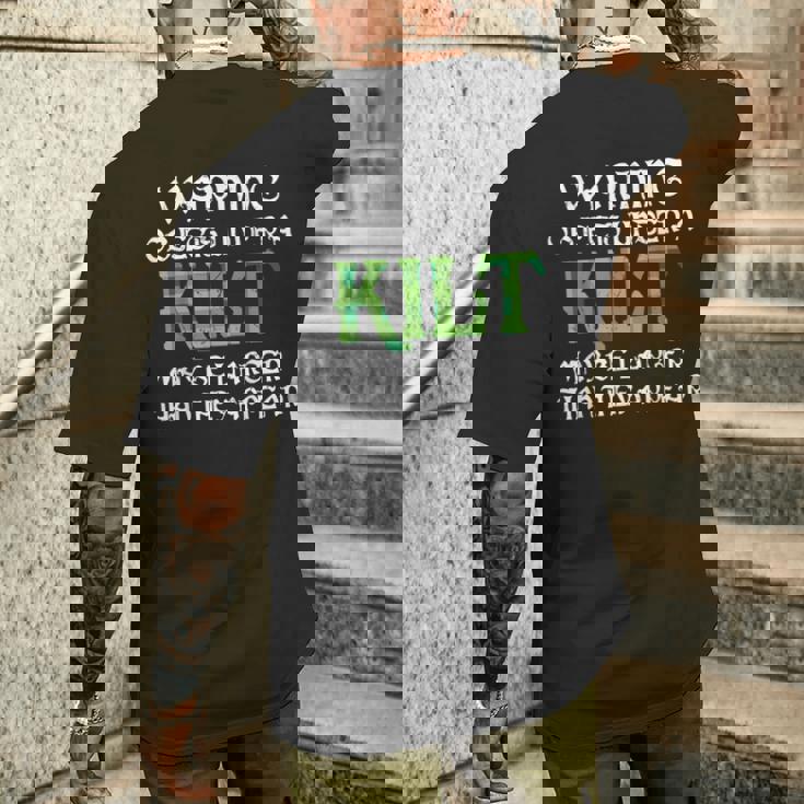 メンズ 面白いタータンスカート キルトの言葉 男性用 メンズTシャツ バックプリント 彼への贈り物