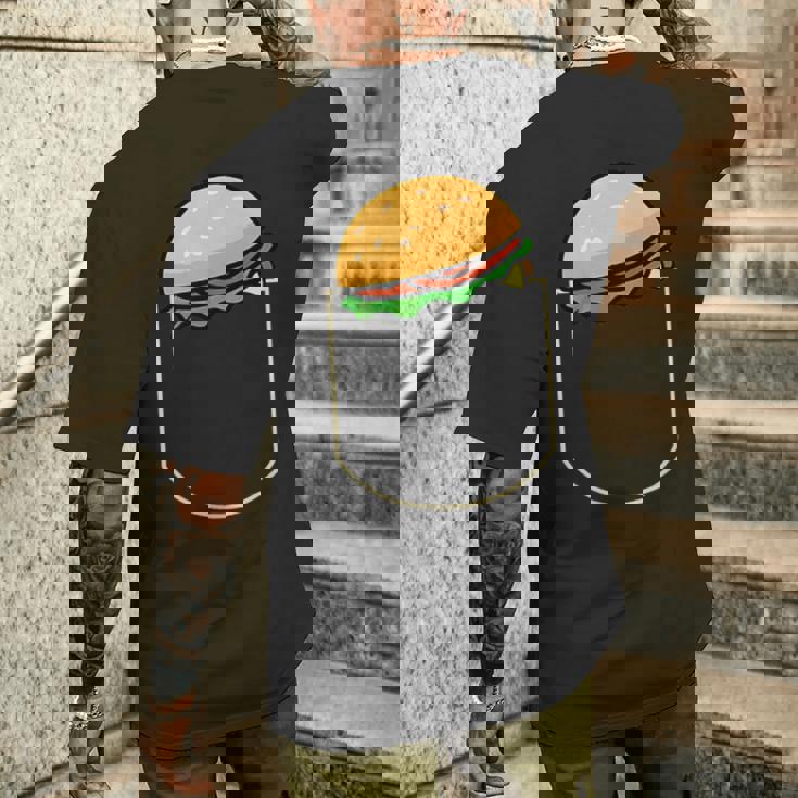 面白いハンバーガー ポケット入り ギフト チーズバーガー ポケット メンズTシャツ バックプリント 彼への贈り物