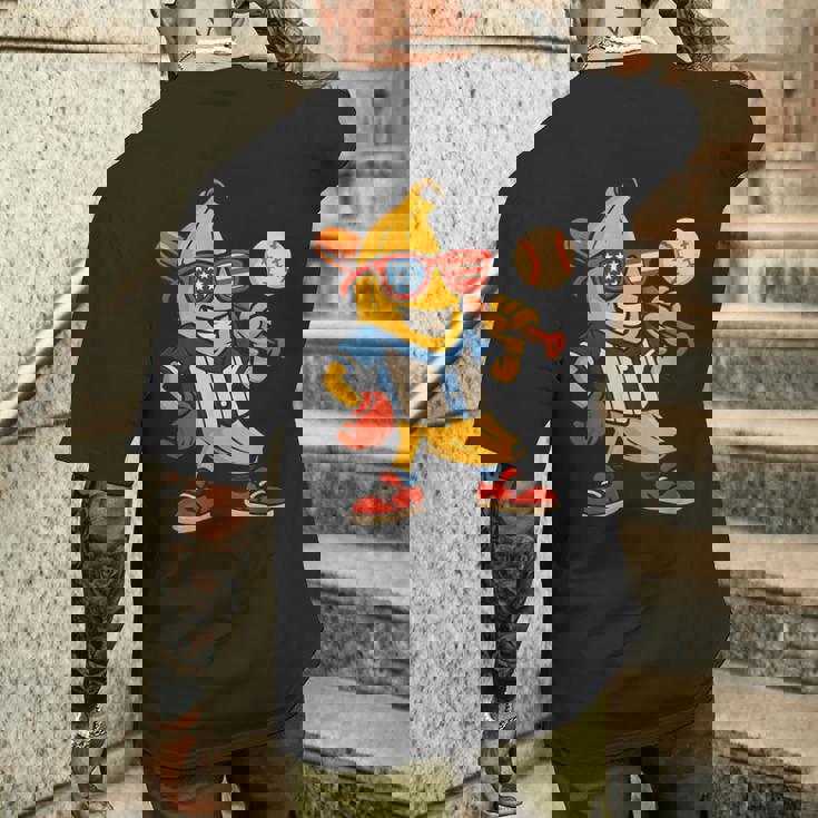 面白いバナナ野球アメリカ国旗サングラス 7月4日 メンズTシャツ バックプリント 彼への贈り物