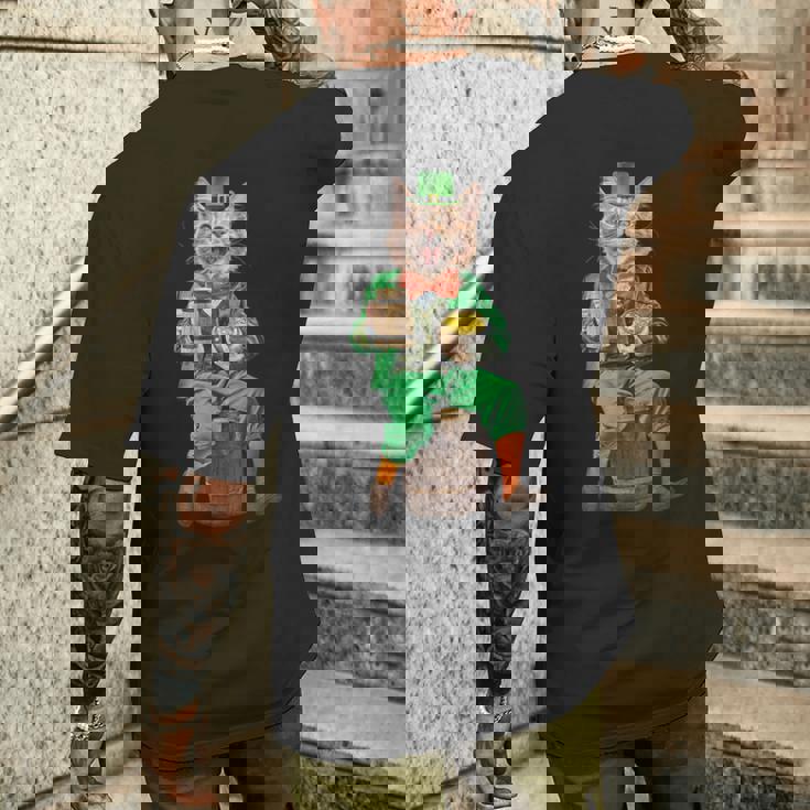 面白いレプラコーン猫、ハッピーセントパトリックデー メンズTシャツ バックプリント 彼への贈り物