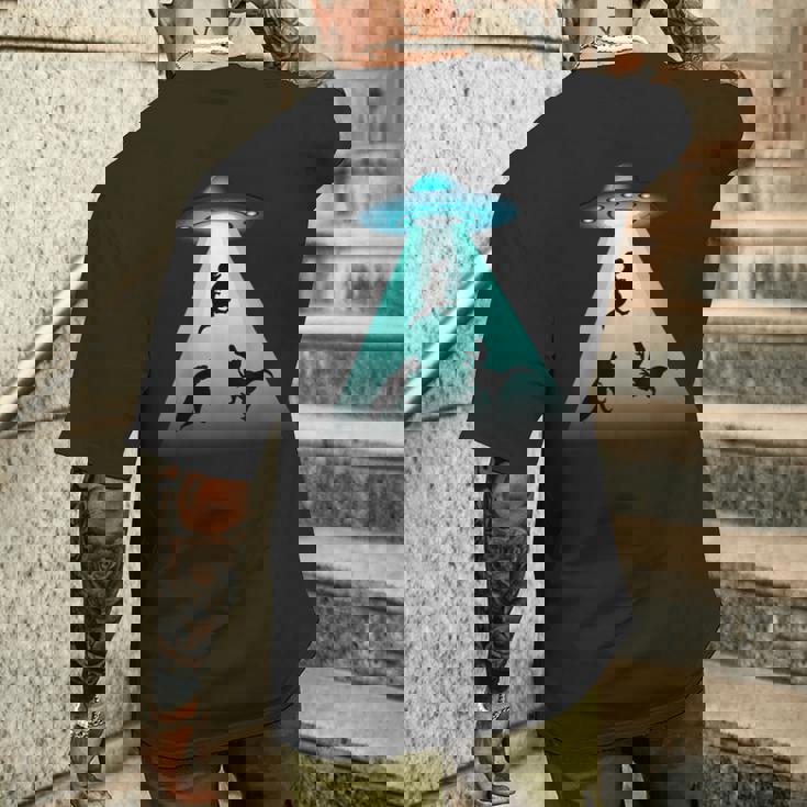 面白いヴィンテージエイリアン恐竜愛好家誘拐ギフト 大人キッズ メンズTシャツ バックプリント 彼への贈り物