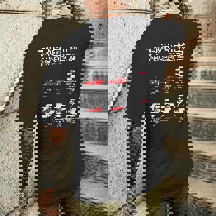 面白い車好き空き時間の車でやること メンズTシャツ バックプリント 彼への贈り物