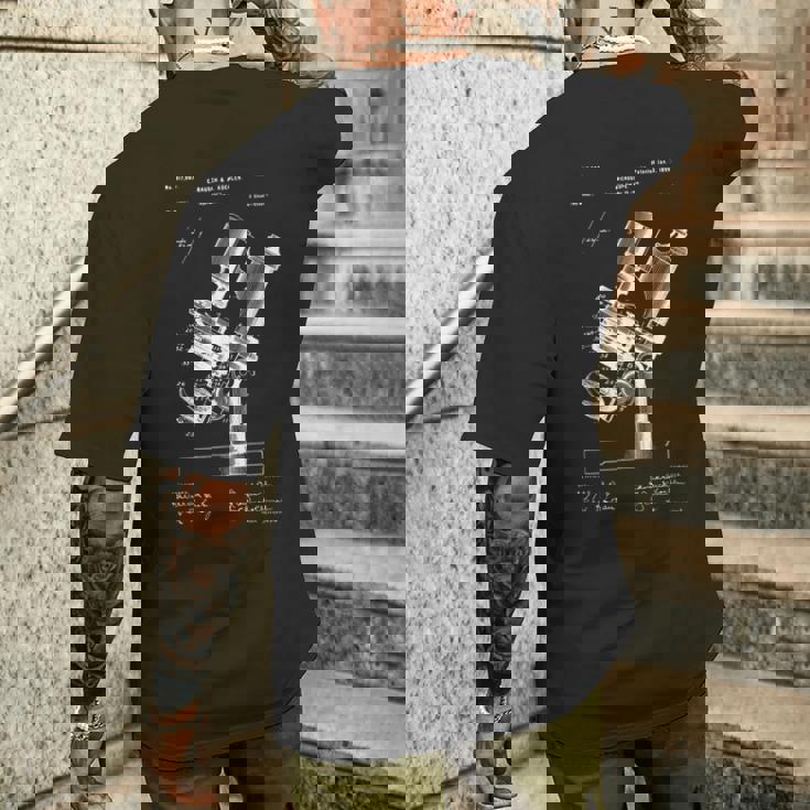 顕微鏡顕微鏡愛好家 レトロサイエンス微生物学 メンズTシャツ バックプリント 彼への贈り物