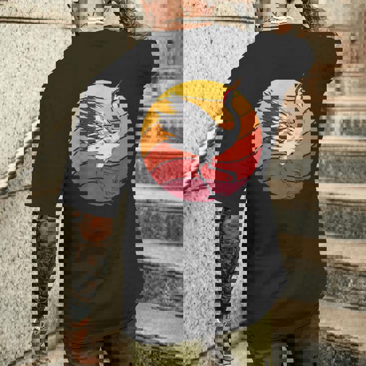 鶴 Crane Retrounset 鶴 メンズTシャツ バックプリント 彼への贈り物