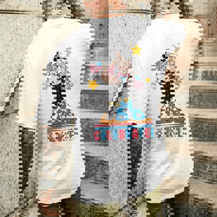 7月4日 「ポパイとオリーブオイルの愛国心」 彼と彼女 メンズTシャツ バックプリント 彼への贈り物