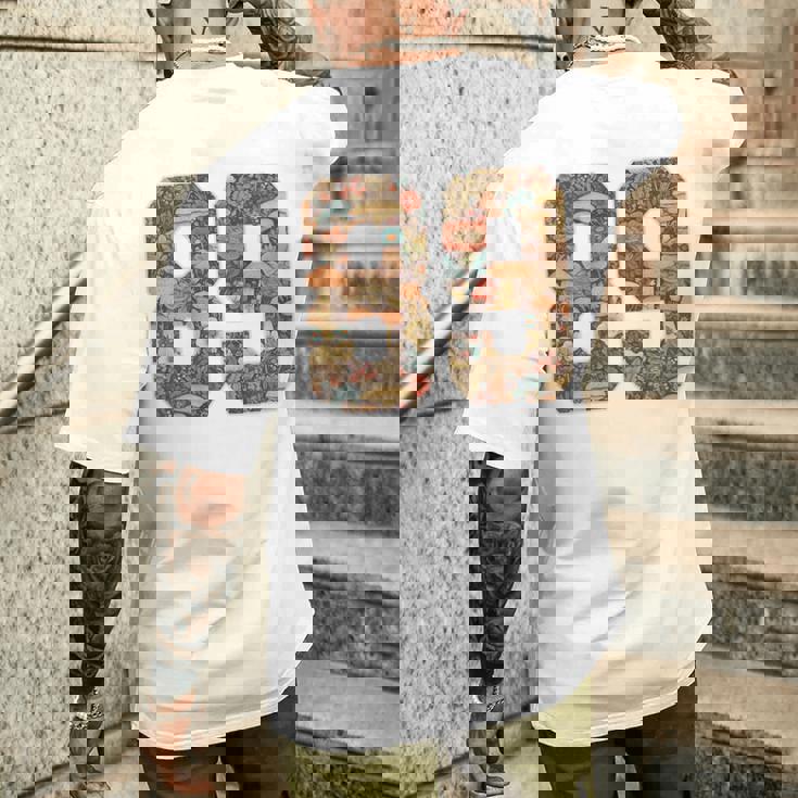 89 ナンバー コテージコア マッシュルーム レトロ フラワー裏側に メンズTシャツ バックプリント 彼への贈り物