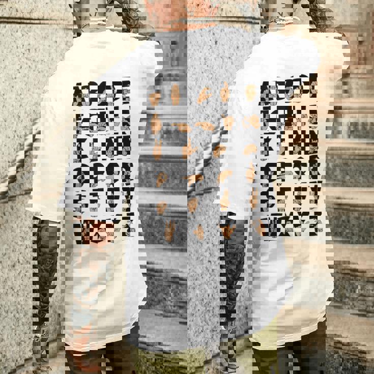 ASL American Sign Language Alphabet Teacher Deaf Tank Top Men's Back Print T-Shirt Gifts for Him