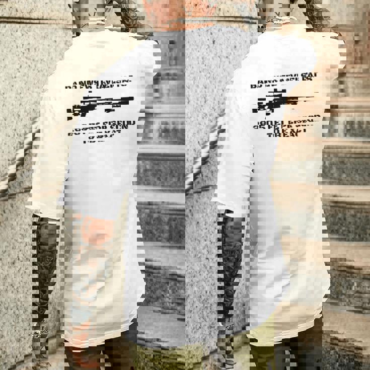 Bad News スナイパーライフル アーミー ジョーク ミリタリー ユーモア メンズTシャツ バックプリント 彼への贈り物