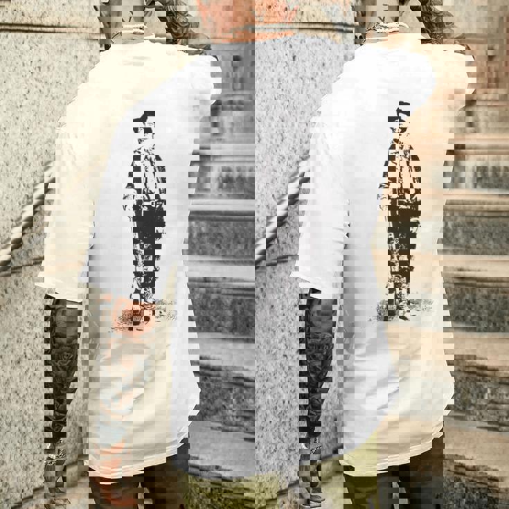 Billy Kid ガンスリンガー ガンファイターヒストリーワイルドウェストギフト メンズTシャツ バックプリント 彼への贈り物