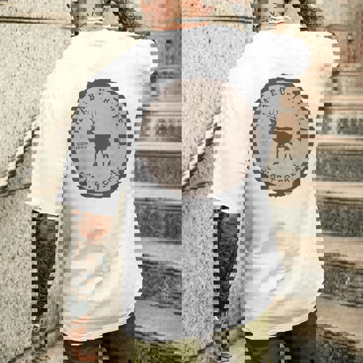 Flambeau Rivertate Forest Wisconsin Wi アウトドア 鹿 メンズTシャツ バックプリント 彼への贈り物