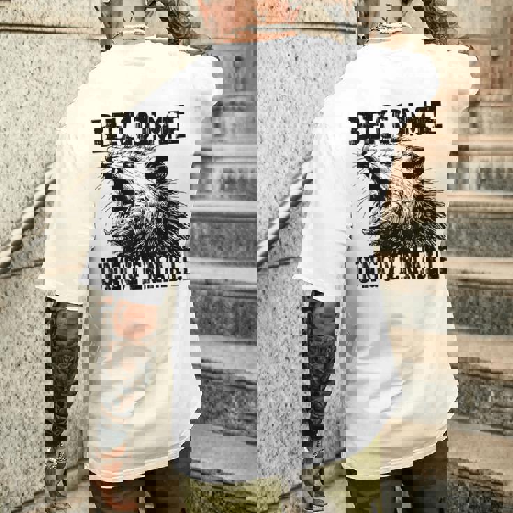 Raccoon Become Ungovernable ビンテージ グラフィック パンダ ミーム メンズTシャツ バックプリント 彼への贈り物