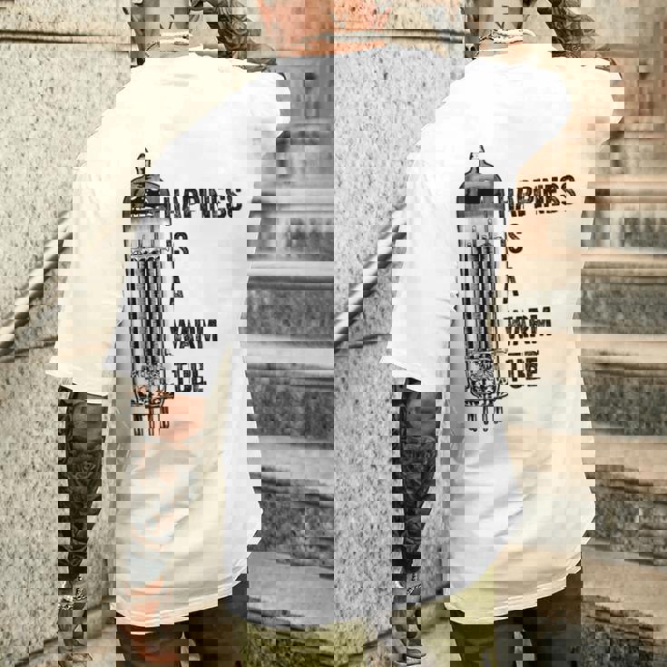 Happiness Is A Warm Tube アナログオーディオ。真空管 メンズTシャツ バックプリント 彼への贈り物