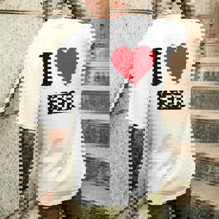 I Heart Keiファーストネーム I Love パーソナライズ メンズTシャツ バックプリント 彼への贈り物
