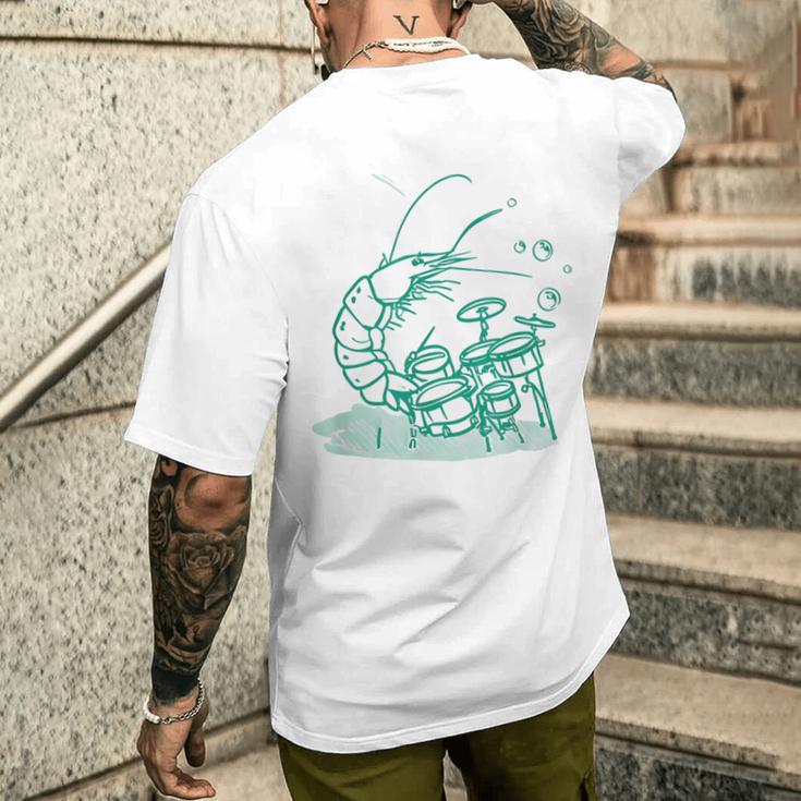 Instrument Musique Batterie Drôle Crevettes T-shirt imprimé au dos Cadeaux pour lui
