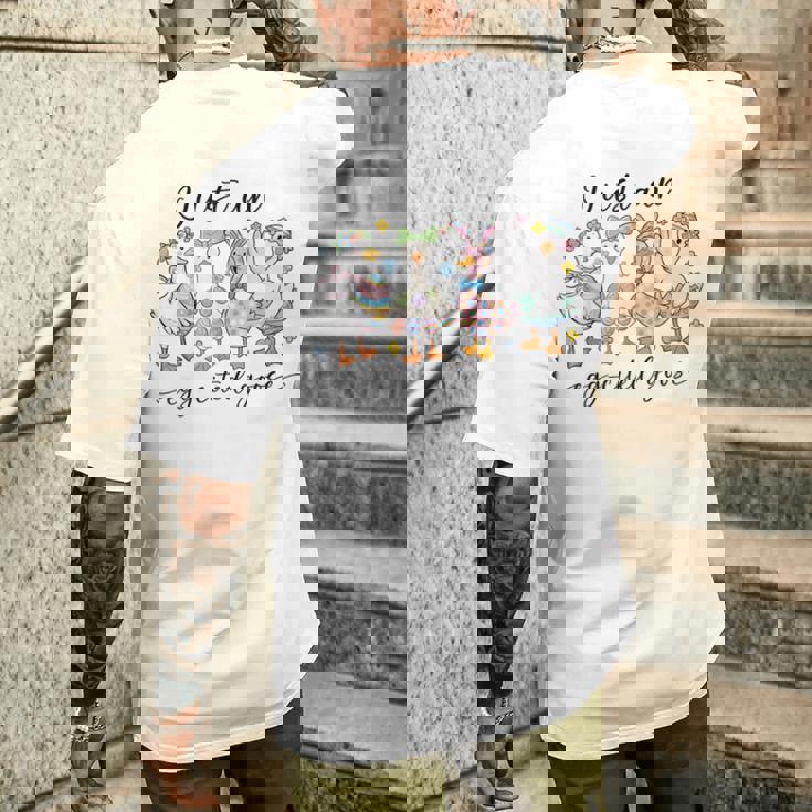 Just An Egg-Cited Goose キュート イースター バニー アヒル ファミリー 春 メンズTシャツ バックプリント 彼への贈り物