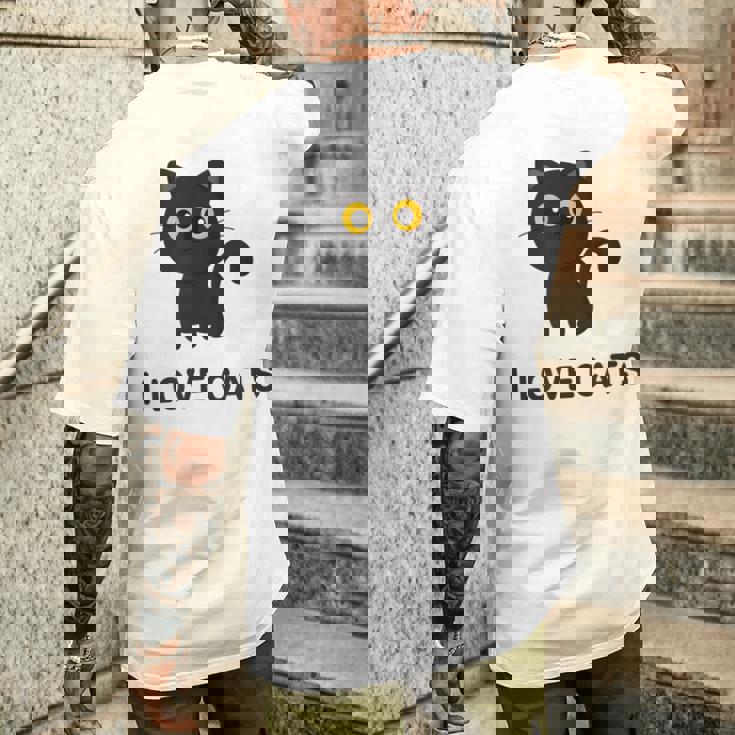 I Love Cats シャツ キュート 黒猫好き キッズ 子猫 メンズTシャツ バックプリント 彼への贈り物