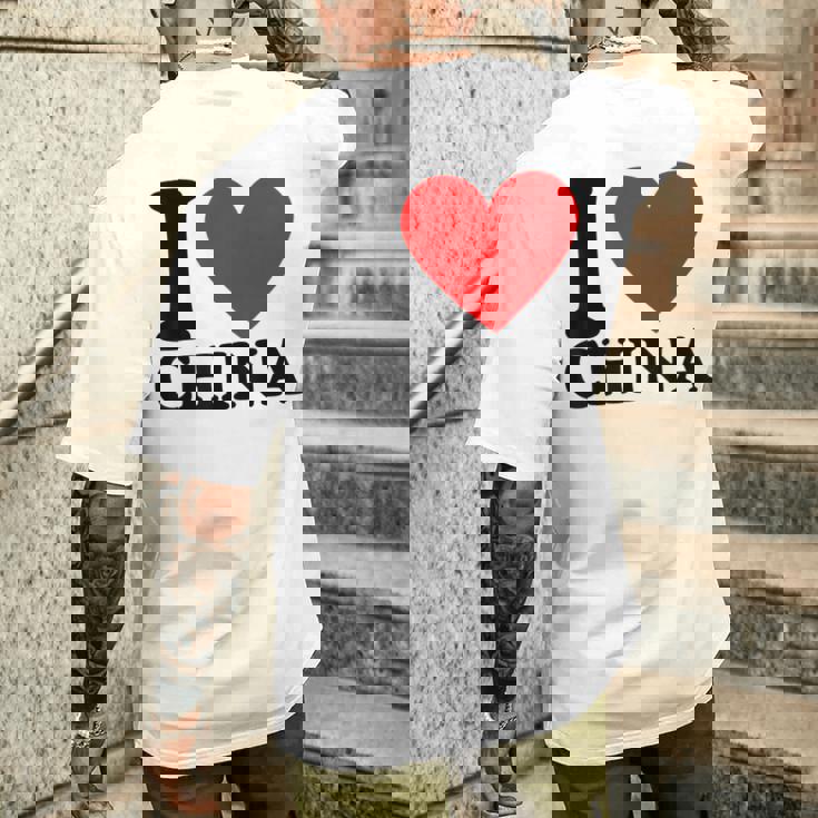 I Love China I Heart China メンズTシャツ バックプリント 彼への贈り物