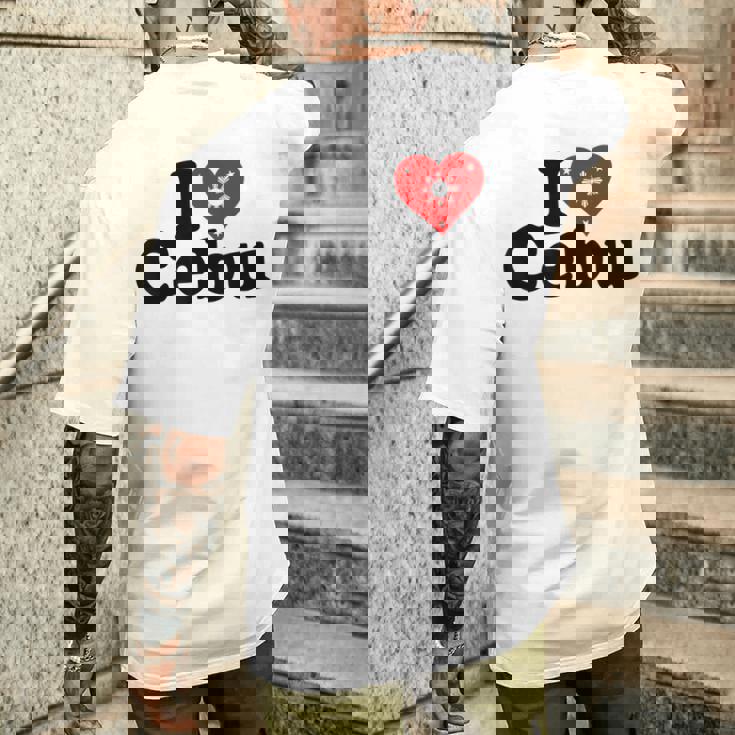 I Love Heart Cebu フィリピン諸島 メンズTシャツ バックプリント 彼への贈り物