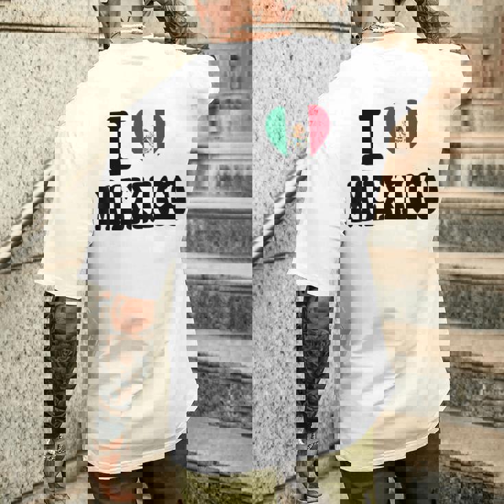 I Love Mexico ハートフラッグ レトロ 旅行 お土産 メンズTシャツ バックプリント 彼への贈り物