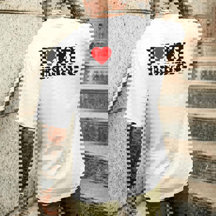 I Love My Husband I Heart My Husbandalentines Day メンズTシャツ バックプリント 彼への贈り物