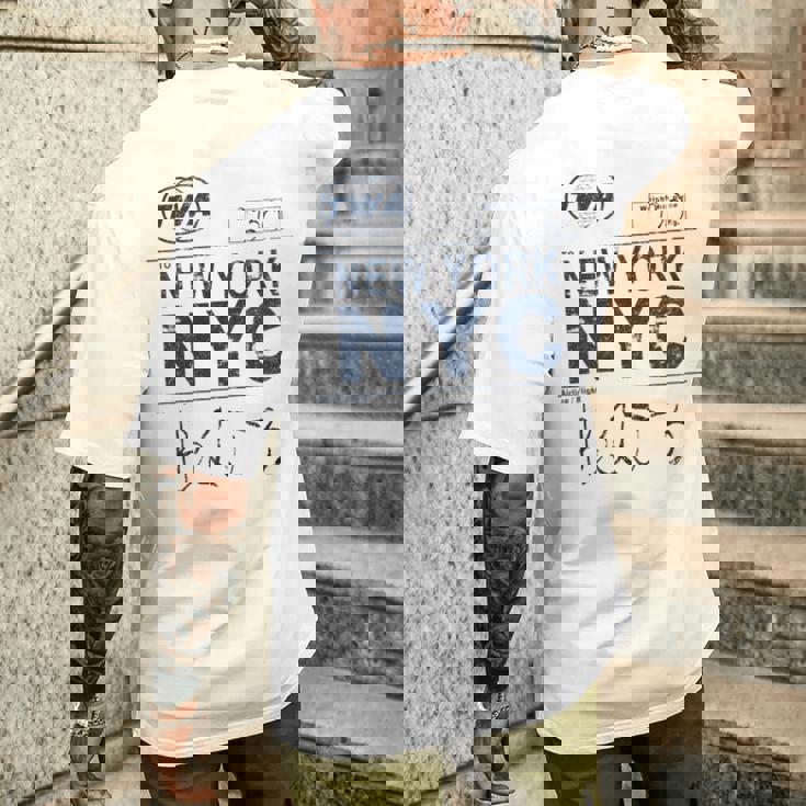 Nyc New York ヴィンテージ 航空会社タグ エアライナー フライングトラベル 長袖tシャツ メンズTシャツ バックプリント 彼への贈り物