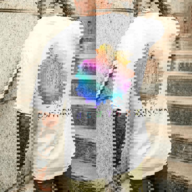 Nyc ニューヨークシティスカイライン 自由の女神 メンズTシャツ バックプリント 彼への贈り物
