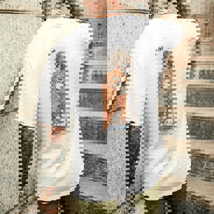 Punch – かわいい赤ちゃん猿とオランウータンのぬいぐるみ 水彩 長袖tシャツ メンズTシャツ バックプリント 彼への贈り物